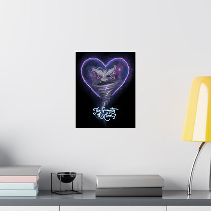 The Gravity of Love — Heart-Themed Galactic Dove Matte Vertical Posters
