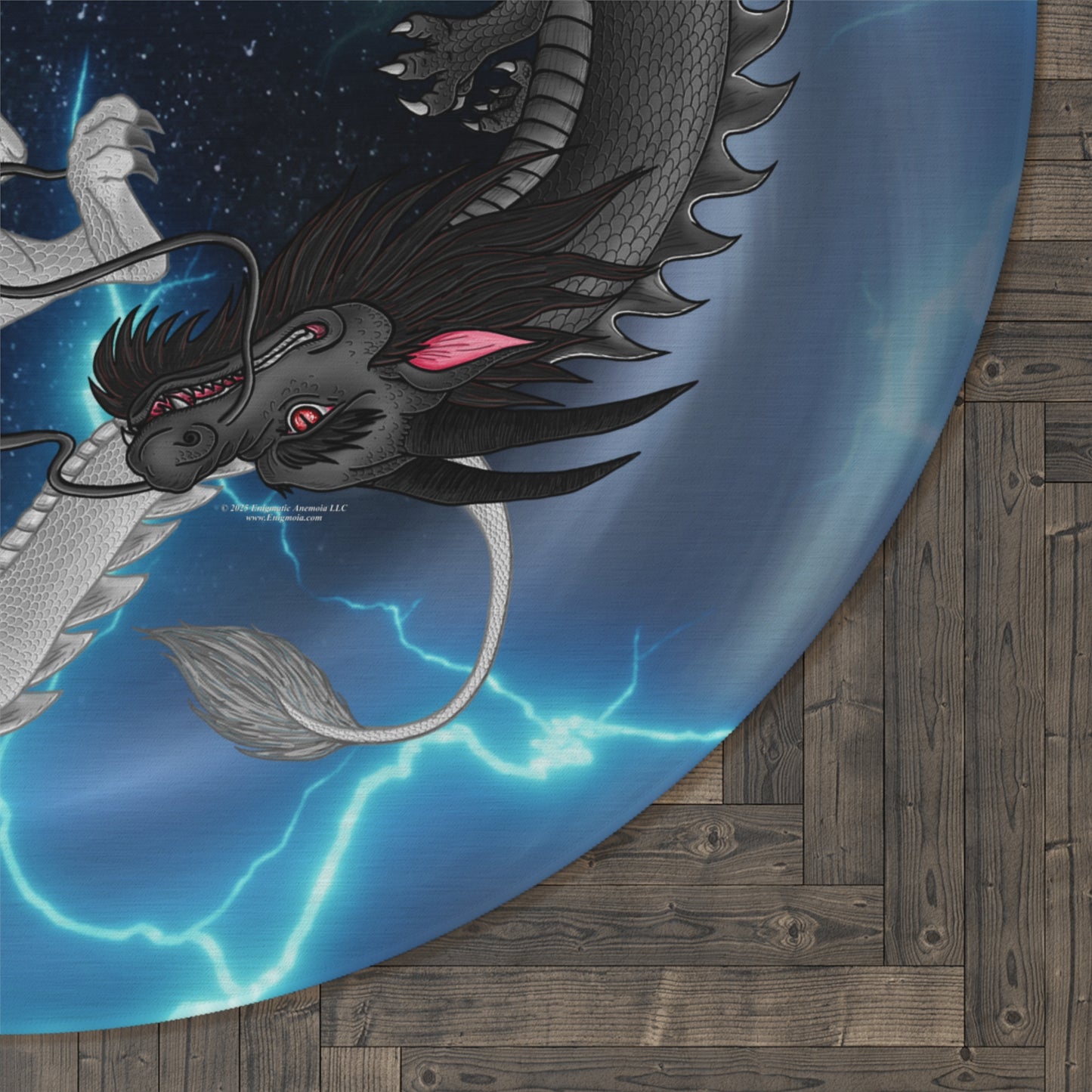 Hurricos & Zephyr — Chinese Yin Yang Storm Dragon-Themed Round Rug