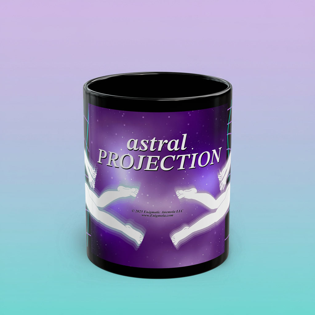 Astral Projection —  Metaphysical Futuristic Spirit Silhouette Black Coffee Mug, 11 oz