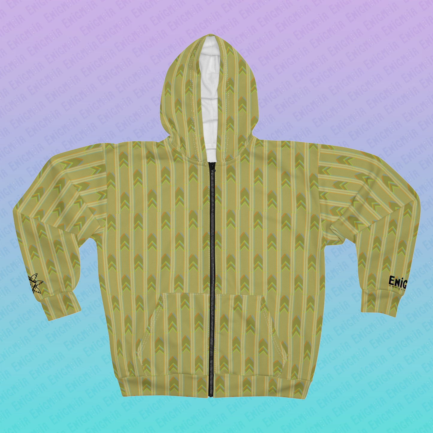 Fluorescence — RGB Glitch Backrooms Wallpaper Pattern AOP Zip Hoodie