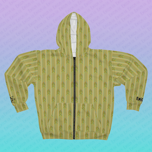 Fluorescence — RGB Glitch Backrooms Wallpaper Pattern AOP Zip Hoodie
