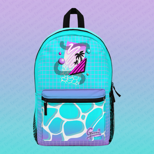 Gummi — Waves - Retro Aesthetic Geometric Memphis Style Pastel Vaporwave Backpack