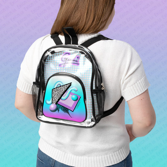 Gummi — Retro Aesthetic Geometric Memphis Style Pastel Vaporwave Clear Transparent Stadium Backpack