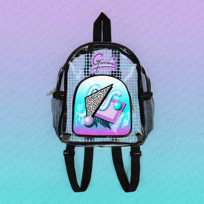 Gummi — Retro Aesthetic Geometric Memphis Style Pastel Vaporwave Clear Transparent Stadium Backpack