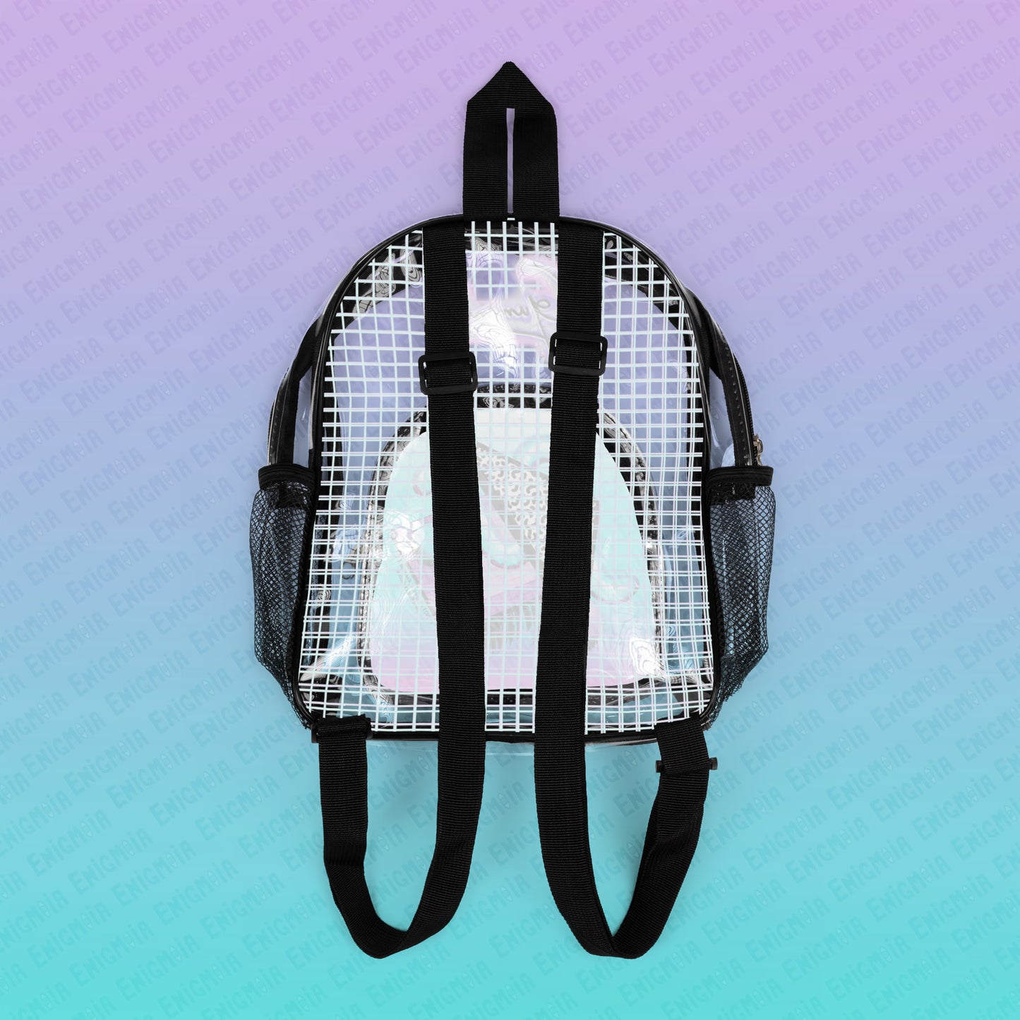 Gummi — Retro Aesthetic Geometric Memphis Style Pastel Vaporwave Clear Transparent Stadium Backpack