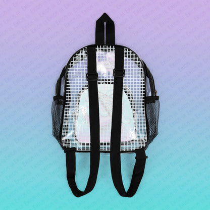 Gummi — Retro Aesthetic Geometric Memphis Style Pastel Vaporwave Clear Transparent Stadium Backpack