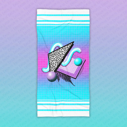 Gummi — Retro Aesthetic Geometric Memphis Style Pastel Vaporwave Beach Towel