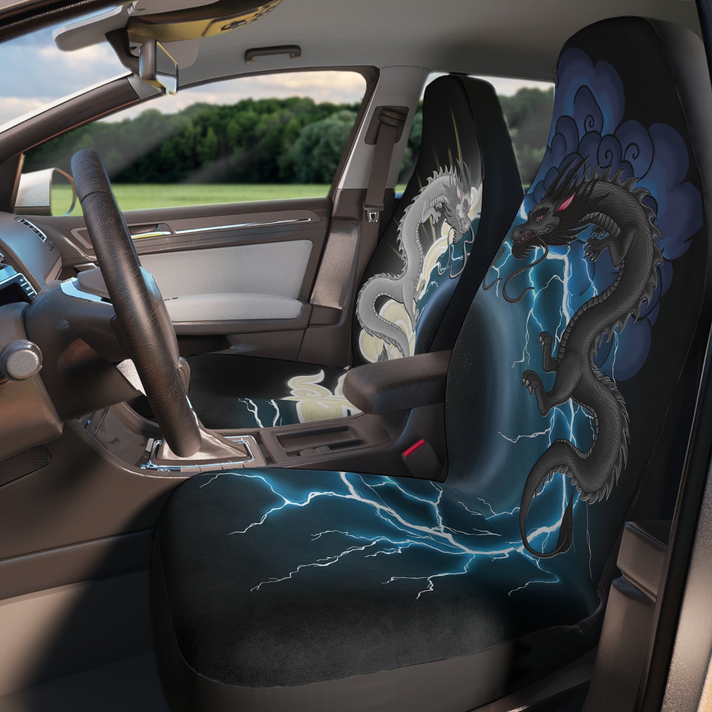 Hurricos & Zephyr — Chinese Yin Yang Storm Dragon Polyester Car Seat Cover Set