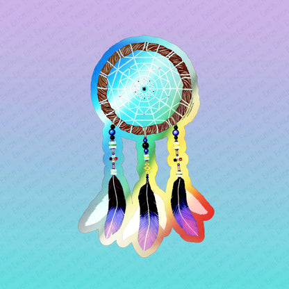 Silent Warrior — Holographic Iridescent Dreamcatcher Die-Cut Sticker