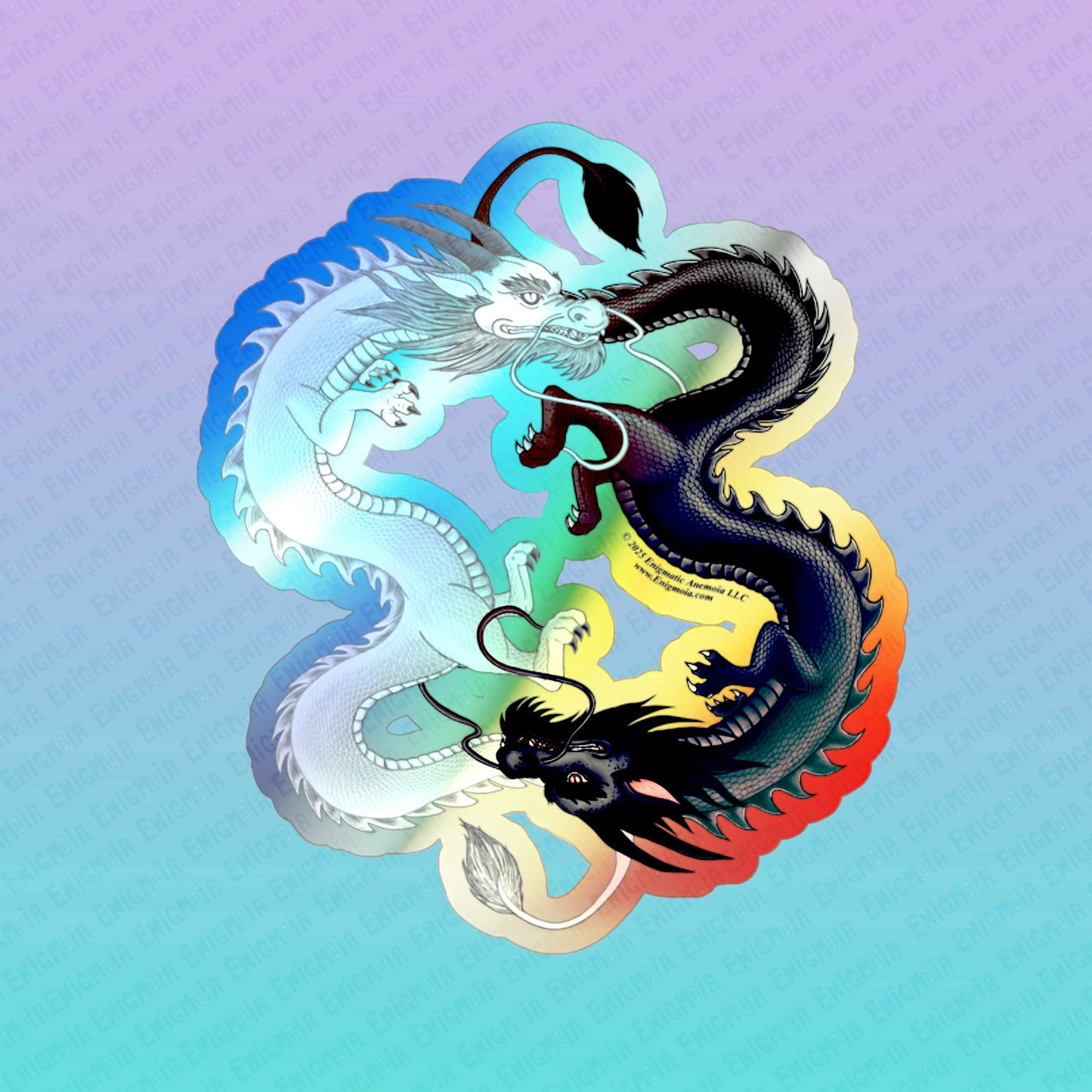 Hurricos & Zephyr — Holographic Yin-Yang Chinese Dragons Iridescent Die-Cut Sticker Decal