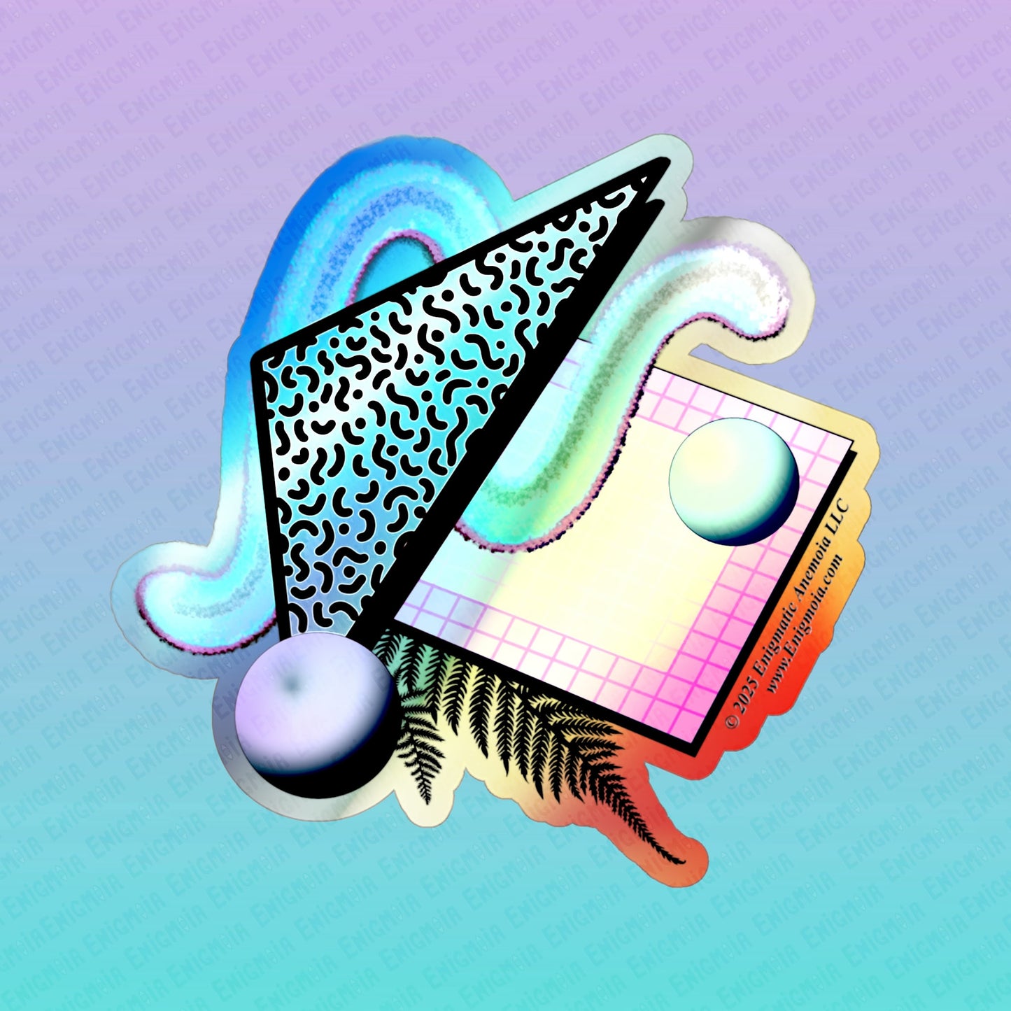 Gummi — Retro Aesthetic Geometric Memphis Style Pastel Vaporwave 80's Die-Cut Holographic Sticker Decal