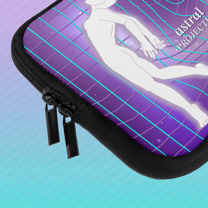 Astral Projection — Futuristic Metaphysical Laptop Sleeve with Floating Spirit Silhouettes