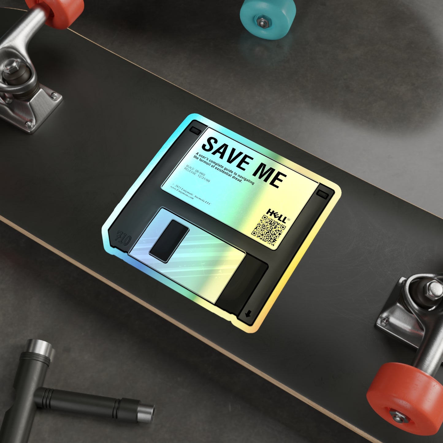 CTRL+S — "SAVE ME" Holographic Retro Floppy Disk Die-Cut Retro Hologram Sticker