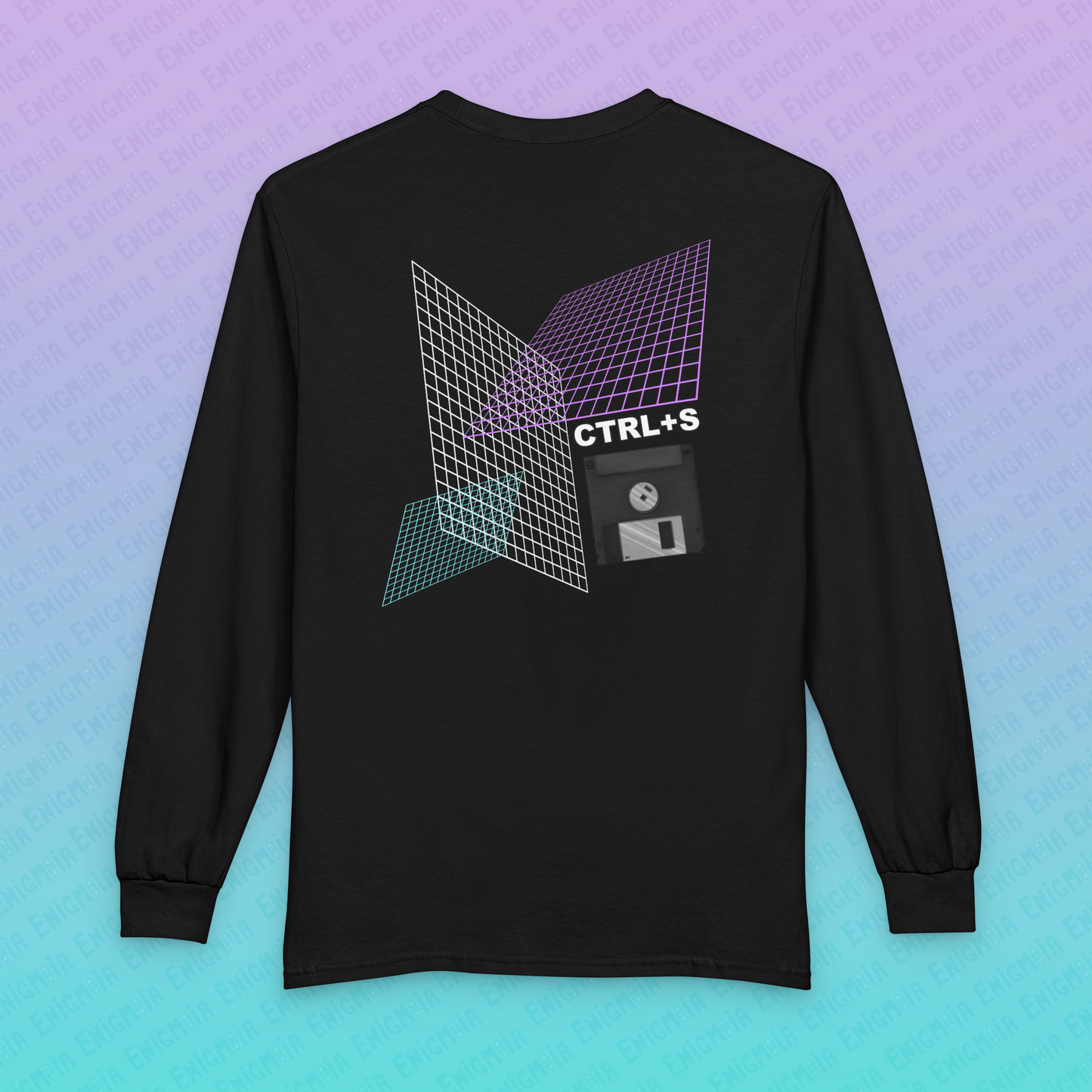 CTRL+S — "SAVE ME" Retro Floppy Disk Grid Tech Unisex Long Sleeve T-Shirt
