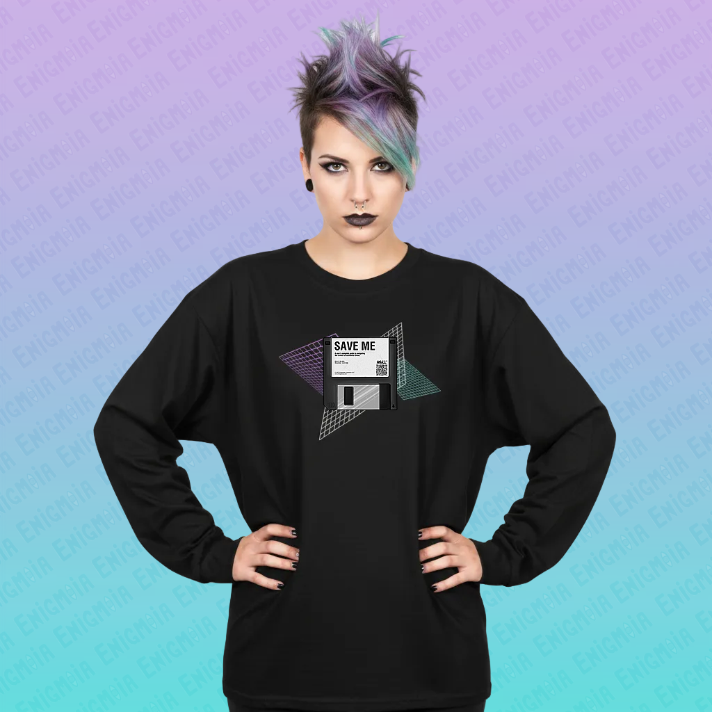 CTRL+S — "SAVE ME" Retro Floppy Disk Grid Tech Unisex Long Sleeve T-Shirt