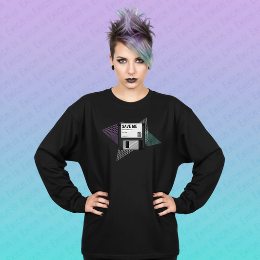 CTRL+S — "SAVE ME" Retro Floppy Disk Grid Tech Unisex Long Sleeve T-Shirt