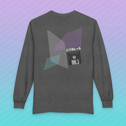 CTRL+S — "SAVE ME" Retro Floppy Disk Grid Tech Unisex Long Sleeve T-Shirt