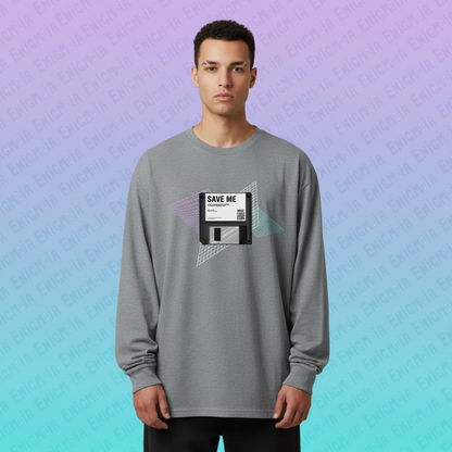 CTRL+S — "SAVE ME" Retro Floppy Disk Grid Tech Unisex Long Sleeve T-Shirt