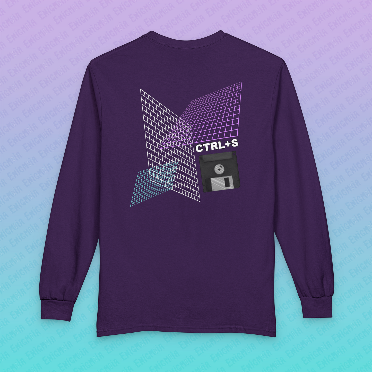 CTRL+S — "SAVE ME" Retro Floppy Disk Grid Tech Unisex Long Sleeve T-Shirt