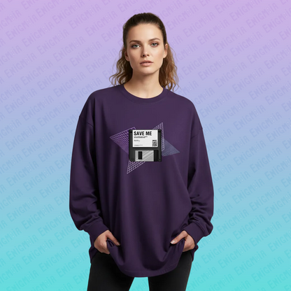 CTRL+S — "SAVE ME" Retro Floppy Disk Grid Tech Unisex Long Sleeve T-Shirt