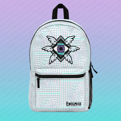 Enigmoia — Warped Geometric Glitched Grid Vaporwave Brand Backpack