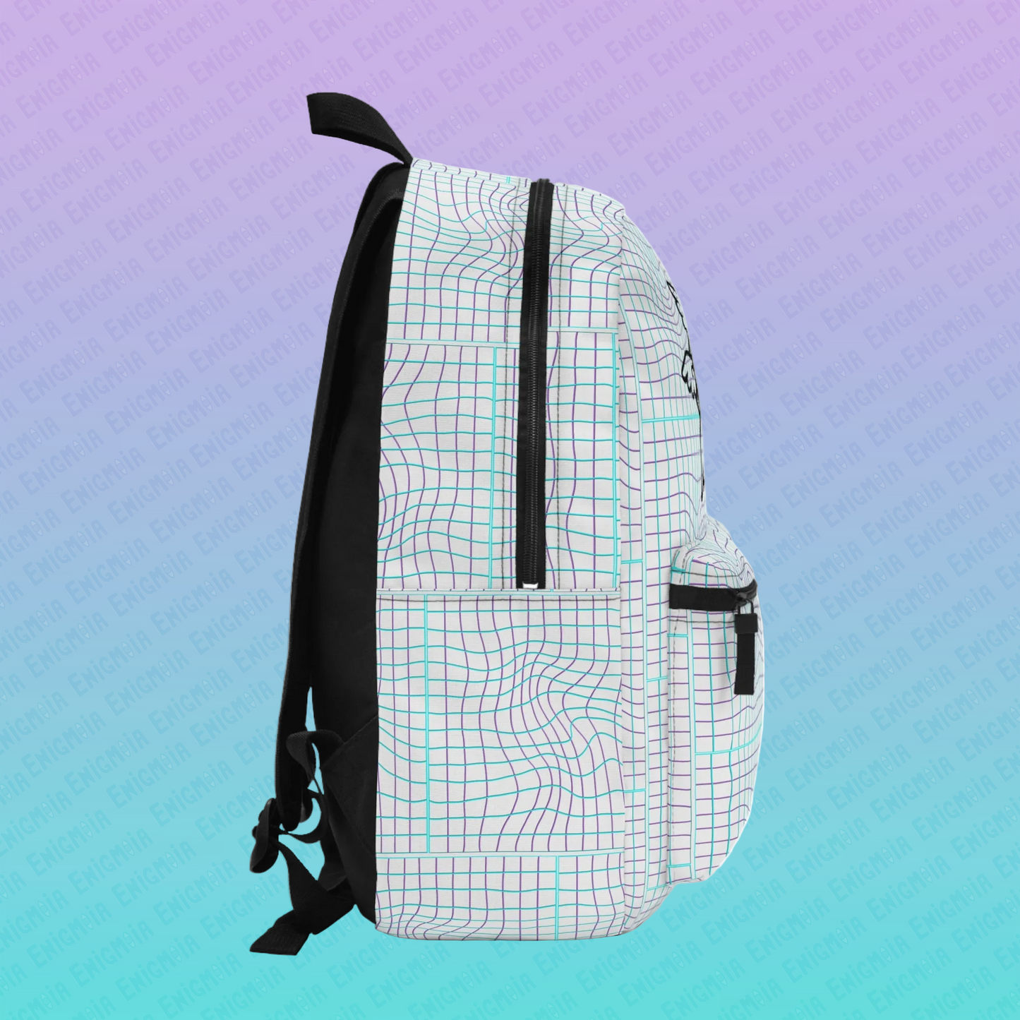 Enigmoia — Warped Geometric Glitched Grid Vaporwave Brand Backpack
