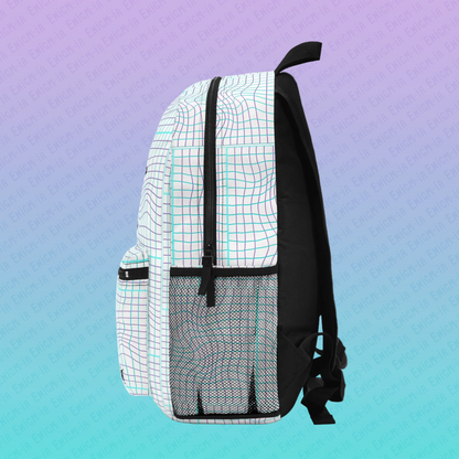 Enigmoia — Warped Geometric Glitched Grid Vaporwave Brand Backpack