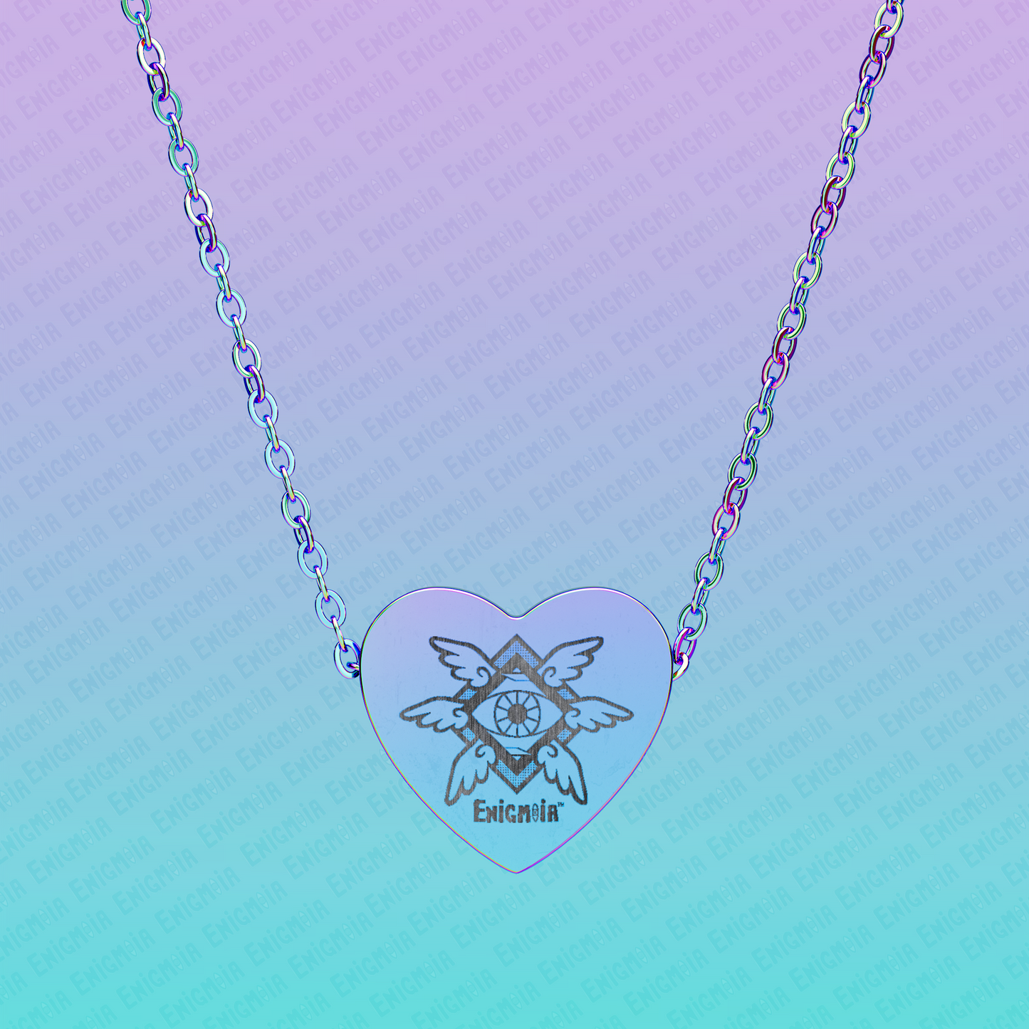 Enigmoia — Engraved Heart Brand Logo Necklace