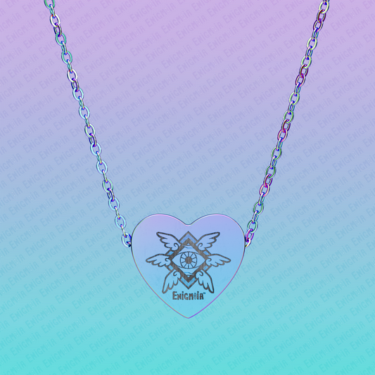 Enigmoia — Engraved Heart Brand Logo Necklace