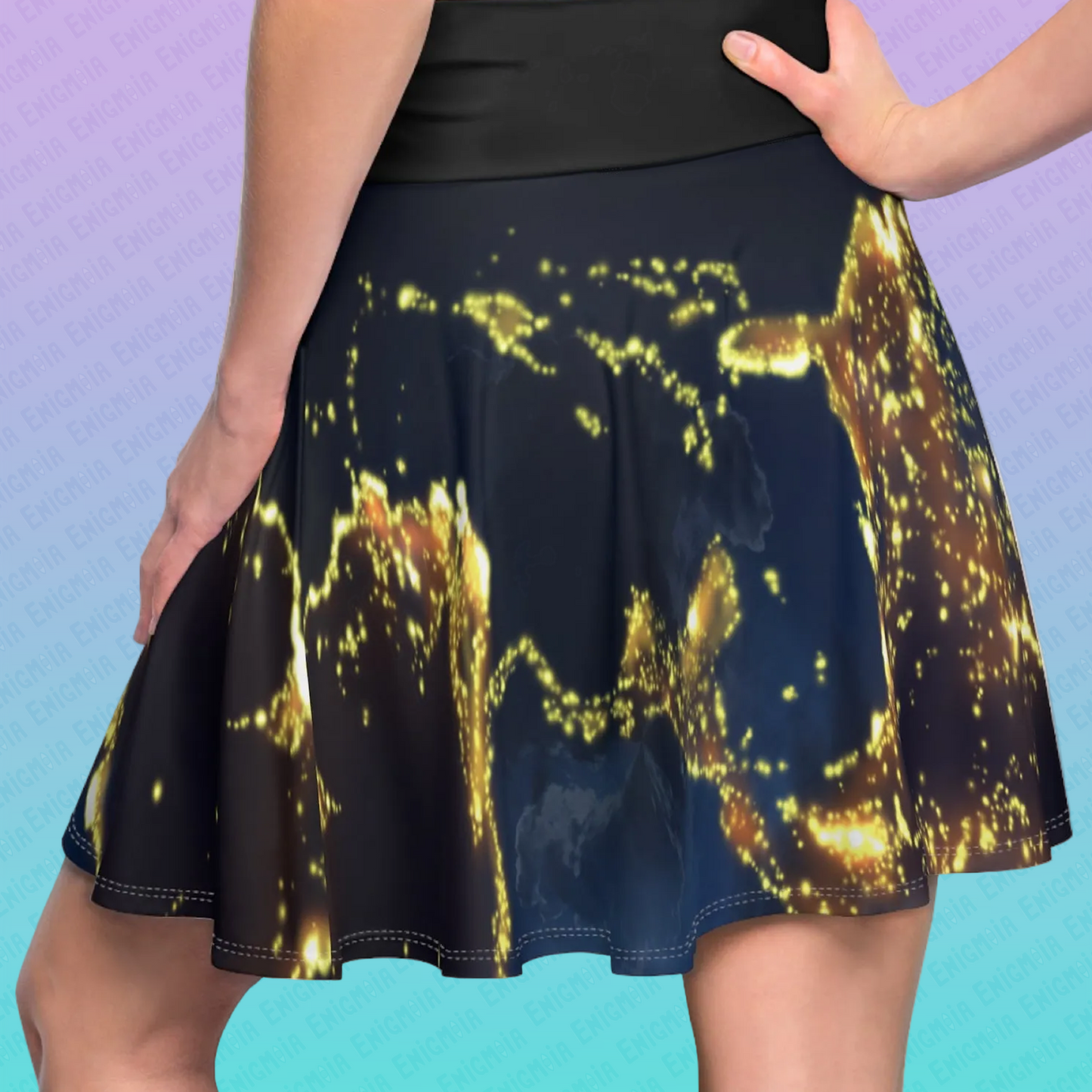 Fireflies — Cosmic Earth at Night Women's Skater Skirt