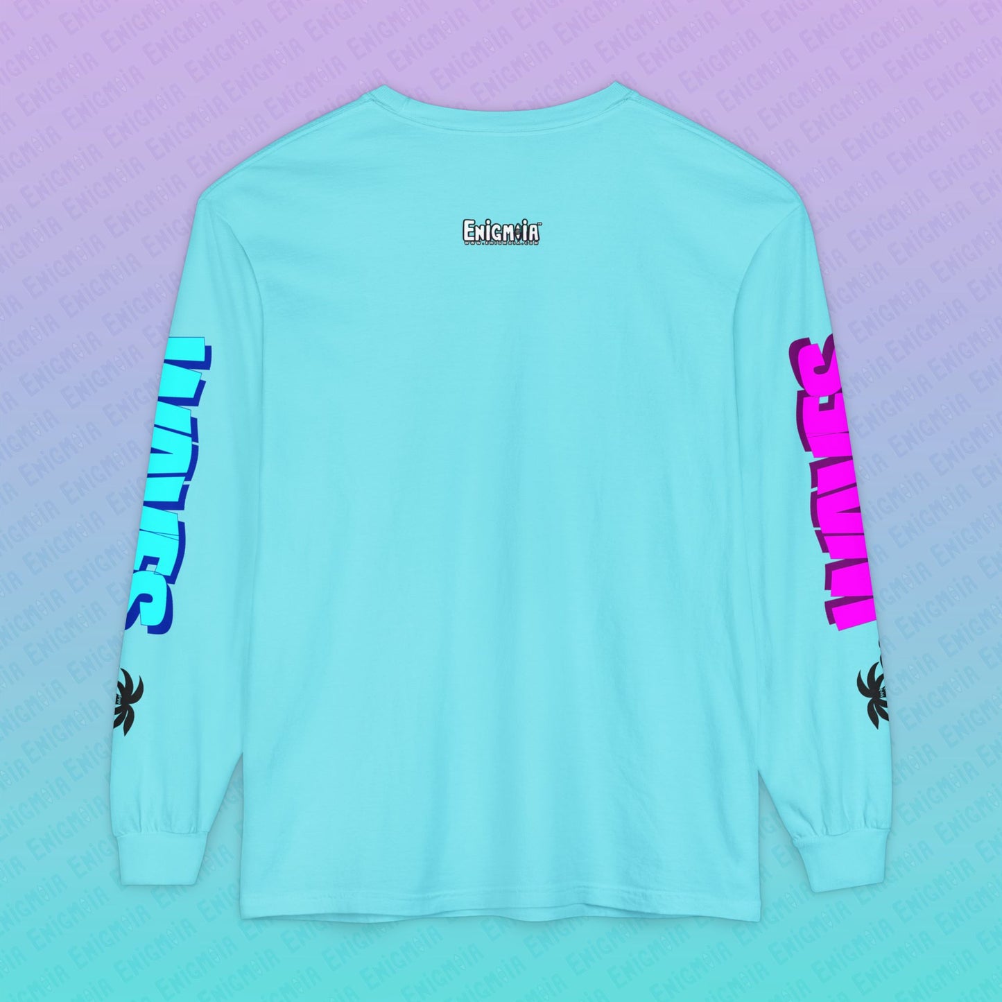 Gummi — Waves - Retro Aesthetic Geometric Memphis Style Pastel Vaporwave Deluxe Unisex Long Sleeve T-Shirt