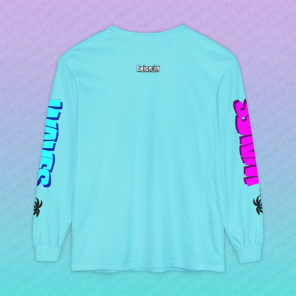 Gummi — Waves - Retro Aesthetic Geometric Memphis Style Pastel Vaporwave Deluxe Unisex Long Sleeve T-Shirt