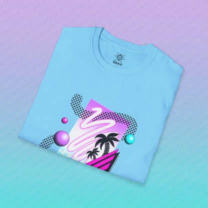Gummi — Waves - Retro Aesthetic Geometric Memphis Style Pastel Vaporwave Unisex T-Shirt