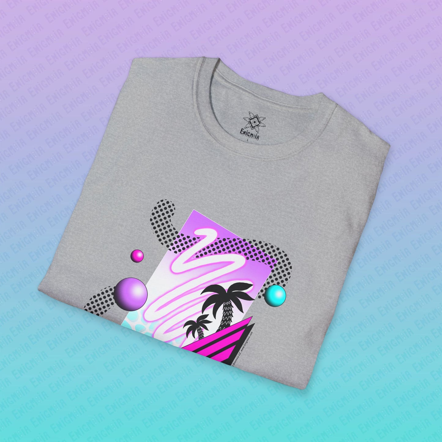 Gummi — Waves - Retro Aesthetic Geometric Memphis Style Pastel Vaporwave Unisex T-Shirt
