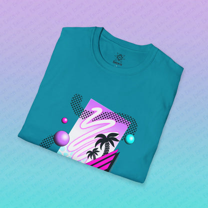 Gummi — Waves - Retro Aesthetic Geometric Memphis Style Pastel Vaporwave Unisex T-Shirt
