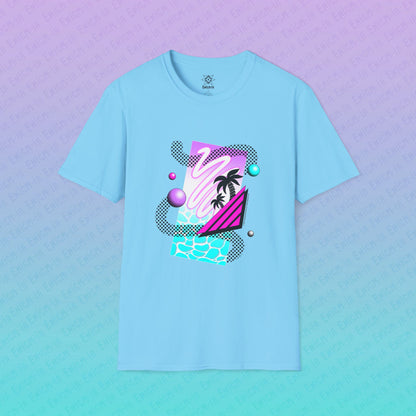 Gummi — Waves - Retro Aesthetic Geometric Memphis Style Pastel Vaporwave Unisex T-Shirt