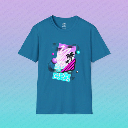Gummi — Waves - Retro Aesthetic Geometric Memphis Style Pastel Vaporwave Unisex T-Shirt