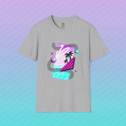 Gummi — Waves - Retro Aesthetic Geometric Memphis Style Pastel Vaporwave Unisex T-Shirt