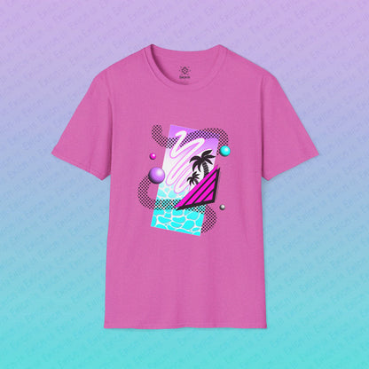 Gummi — Waves - Retro Aesthetic Geometric Memphis Style Pastel Vaporwave Unisex T-Shirt