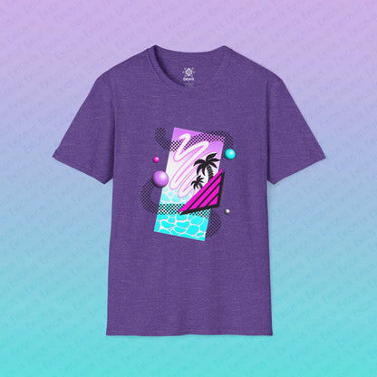 Gummi — Waves - Retro Aesthetic Geometric Memphis Style Pastel Vaporwave Unisex T-Shirt