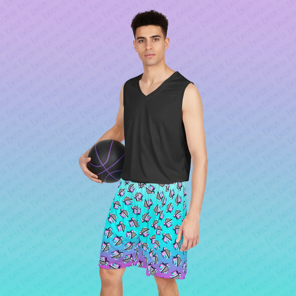 Gummi — Retro Aesthetic Geometric Memphis Pattern Pastel Vaporwave Basketball Shorts