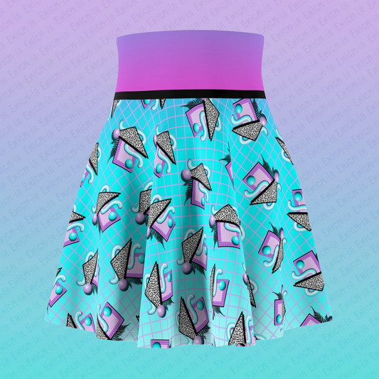 Gummi — Retro Aesthetic Geometric Memphis Style Pastel Vaporwave Women's Skater Skirt