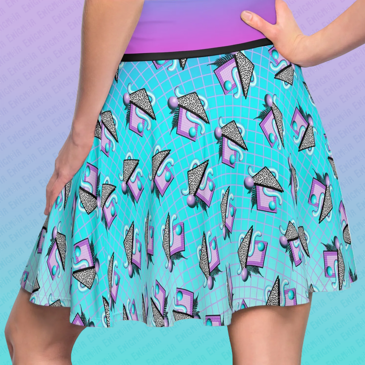 Gummi — Retro Aesthetic Geometric Memphis Style Pastel Vaporwave Women's Skater Skirt