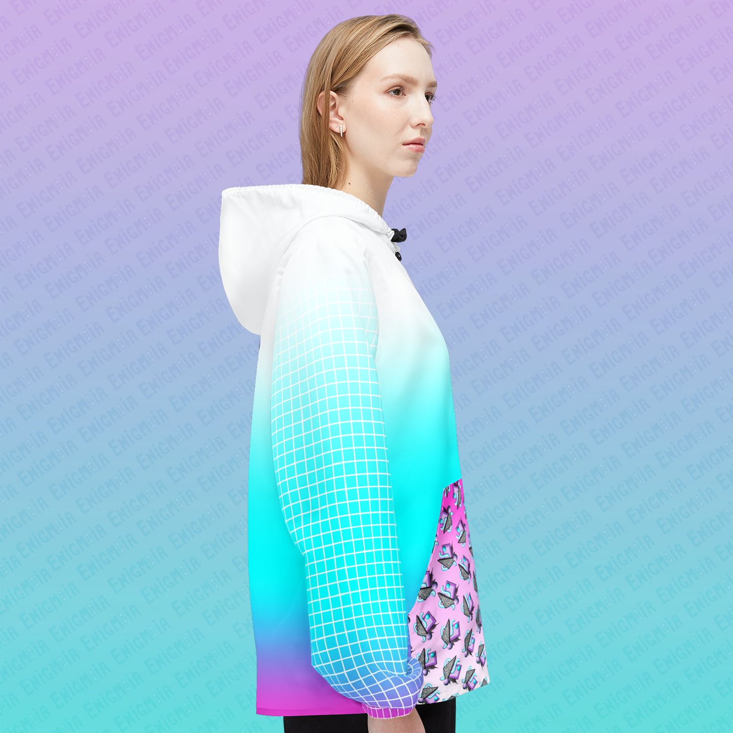 Gummi — Retro Aesthetic Geometric Memphis Style Pastel Vaporwave Unisex Windbreaker Jacket