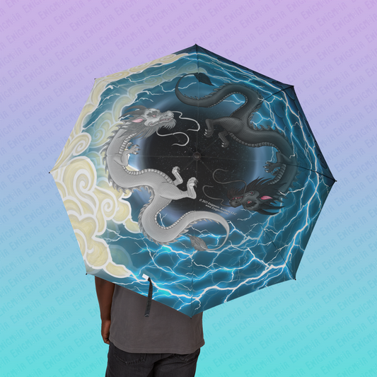 Hurricos & Zephyr — Yin Yang Chinese Dragons Semi-Automatic Foldable Umbrella