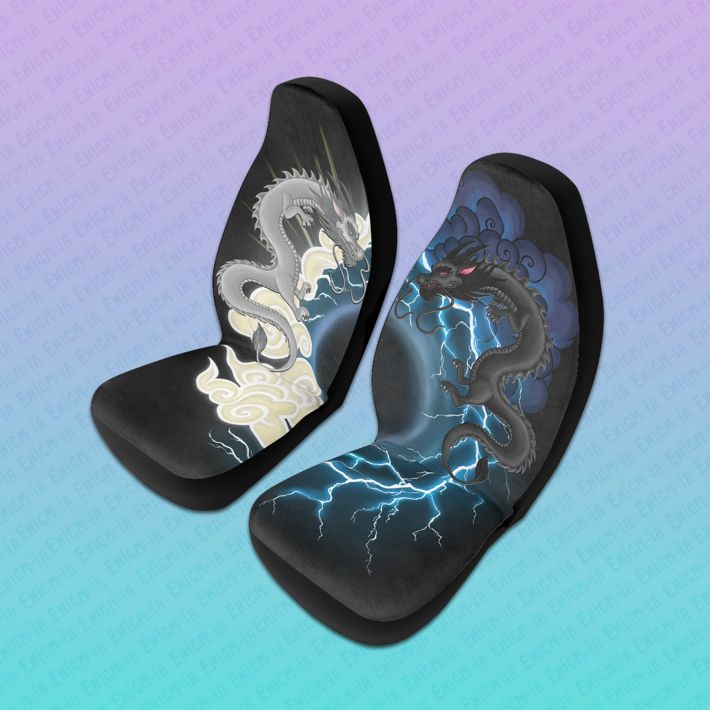 Hurricos & Zephyr — Chinese Yin Yang Storm Dragon Polyester Car Seat Cover Set