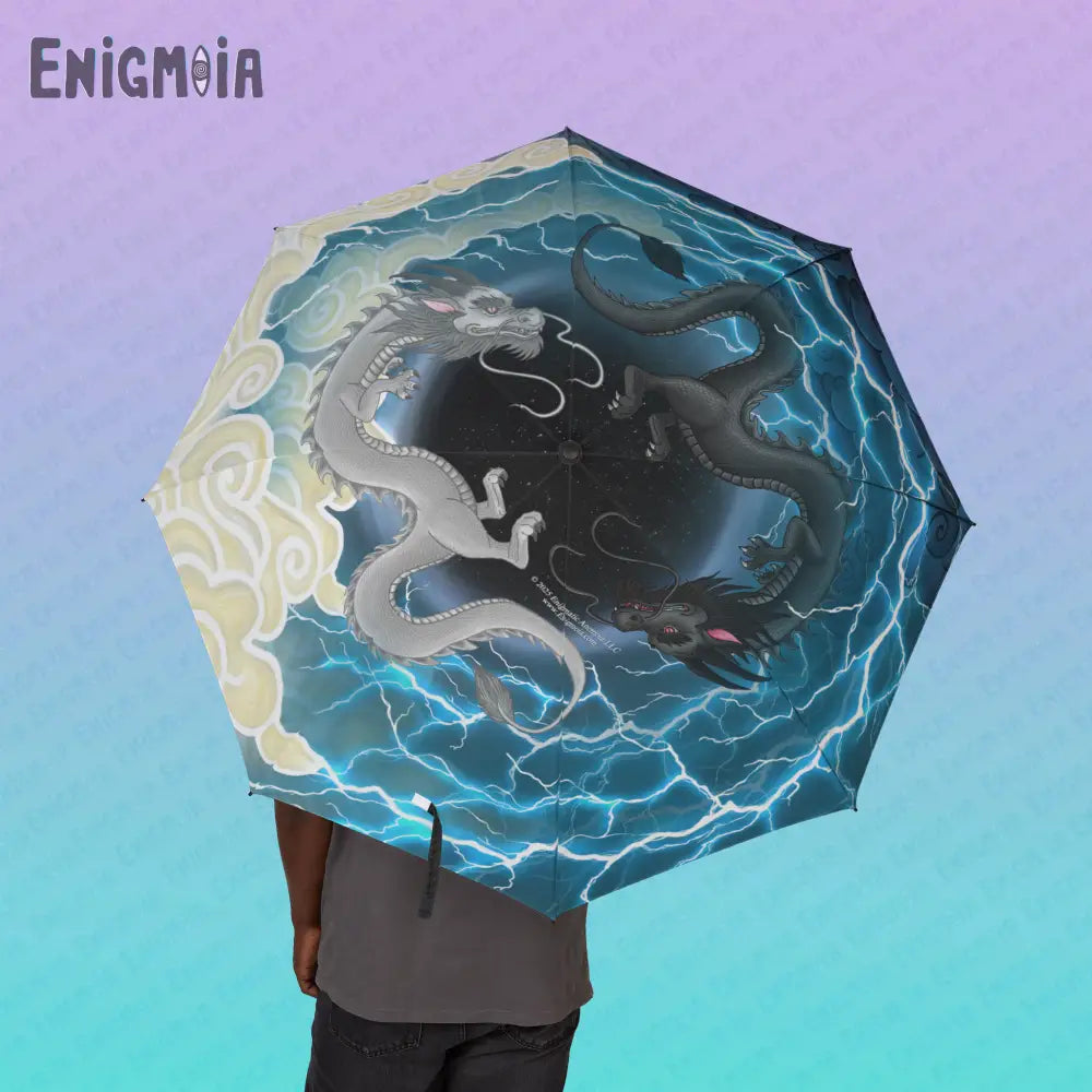 Hurricos & Zephyr — Yin Yang Chinese Dragons Semi-Automatic Foldable Umbrella One size Accessories