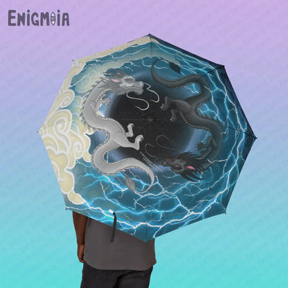 Hurricos & Zephyr — Yin Yang Chinese Dragons Semi-Automatic Foldable Umbrella One size Accessories