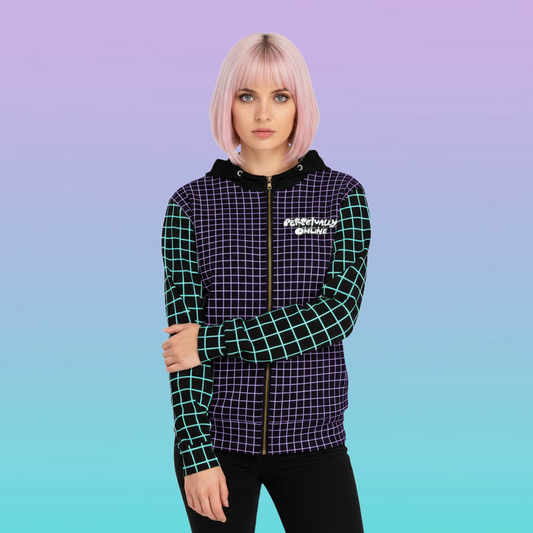 Perpetually Online — Black - Unisex Full-Zip Hoodie