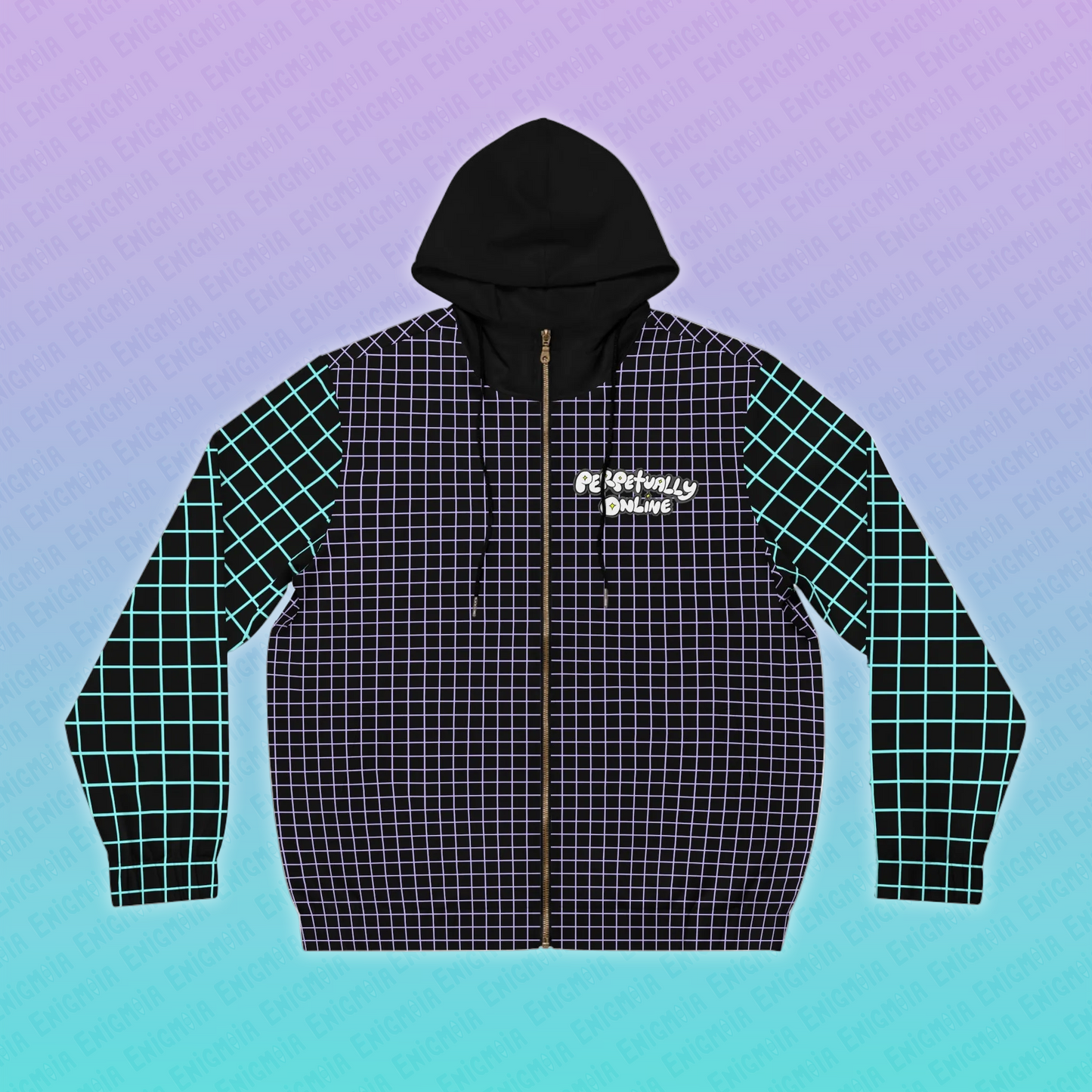 Perpetually Online — Black - Unisex Full-Zip Hoodie